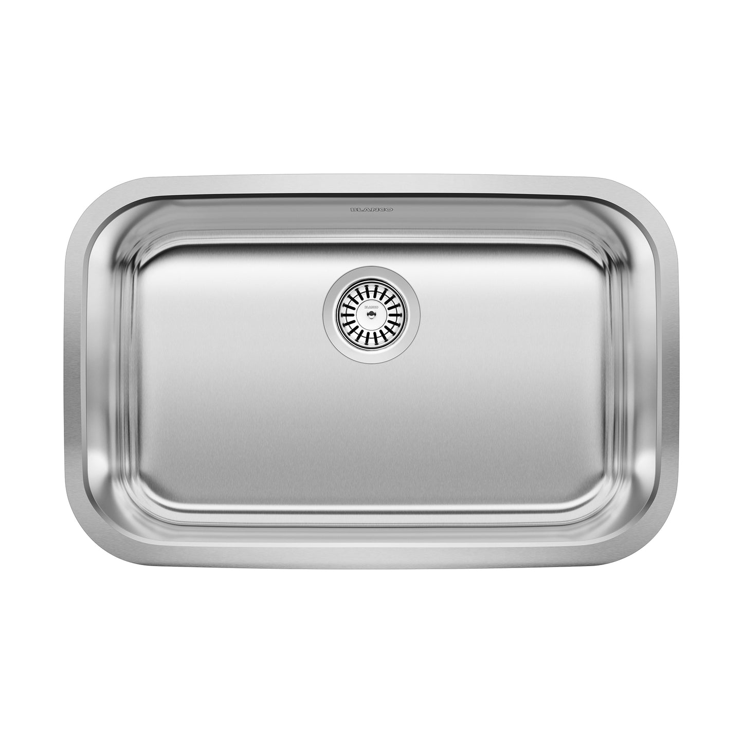 BLANCO Stellar 28" Single Bowl Undermount Stainless Steel ADA Kitchen Sink top view showing modern design and drain.