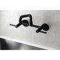 Kingston Brass KS823SB Concord Wall Mount Bridge Kitchen Faucet in matte black finish, showcasing contemporary design.