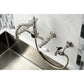 Kingston KS1263PLBS Heritage Two-Handle Wall Mount Bridge Kitchen Faucet with Brass Sprayer, Antique Brass