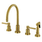 Kingston Brass KS8723DLBS Concord Double-Handle Widespread Kitchen Faucet with Brass Sprayer, Antique Brass