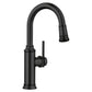 BLANCO Empressa Pull-Down Bar Faucet in black finish, showcasing vintage wine press design for kitchens.