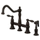 Kingston KS3277ALBS Restoration Bridge Kitchen Faucet with Brass Sprayer, Brushed Brass in oil rubbed bronze finish