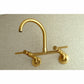 Kingston Brass KS814SB Concord Wall Mount Bridge Kitchen Faucet in a modern gold finish