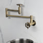 Kingston Brass KS8103RX Belknap Wall Mount Pot Filler Faucet, Antique Brass with foldable swing arms and traditional design.