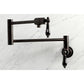 Kingston Brass KS4107PKL Duchess Wall Mount Pot Filler Faucet, Brushed Brass with black porcelain handles