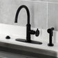 Kingston Brass KS2433RKX Webb Single-Handle Kitchen Faucet with Knurled Handle and Brass Side Sprayer, Antique Brass