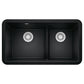 BLANCO Ikon SILGRANIT 33" Double Bowl Apron-Front Farmhouse Sink with Low Divide