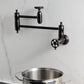 Kingston Brass KS3103RKX Webb Wall Mount Pot Filler Faucet with Knurled Handle, Antique Brass