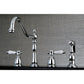 Kingston Brass KB1793BPLBS Bel-Air Double-Handle Widespread Kitchen Faucet with Brass Sprayer, Antique Brass image.