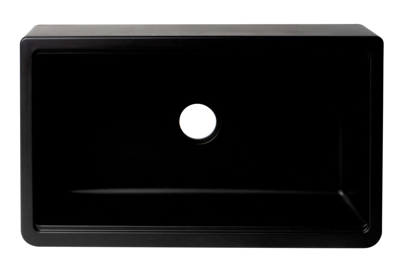 ALFI 33" Granite Single Bowl Farm Sink with Accessories AB33FARM-BLA in sophisticated matte black finish.