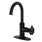 Kingston Brass KSD8503RKX Webb Single-Handle Bar Faucet with Knurled Handle, Antique Brass, featuring matte black finish.