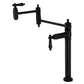 Kingston Brass KS3707PKL Duchess Deck Mount Pot Filler Faucet, Brushed Brass with matte black finish and porcelain handles