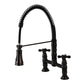 Gourmetier GS1273AX Heritage Double-Handle Deck-Mount Pre-Rinse Bridge Kitchen Faucet, Antique Brass