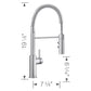 BLANCO Catris Semi-Pro Pull-Down Dual-Spray Kitchen Faucet with spring-coil design and measurements.
