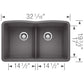 BLANCO Diamond SILGRANIT 32" 50/50 Double Bowl Undermount Kitchen Sink with Low Divide