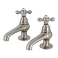 Kingston Brass CC7L8 Vintage Basin Tap Faucet with Metal Cross Handle, left and right side views, showcasing metal cross handles.