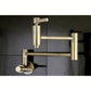 Kingston Brass KS8103DL Concord Wall Mount Pot Filler Faucet, Antique Brass with stylish cylindrical design.