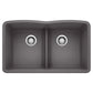 BLANCO Diamond SILGRANIT 32" 50/50 Double Bowl Undermount Kitchen Sink with Low Divide