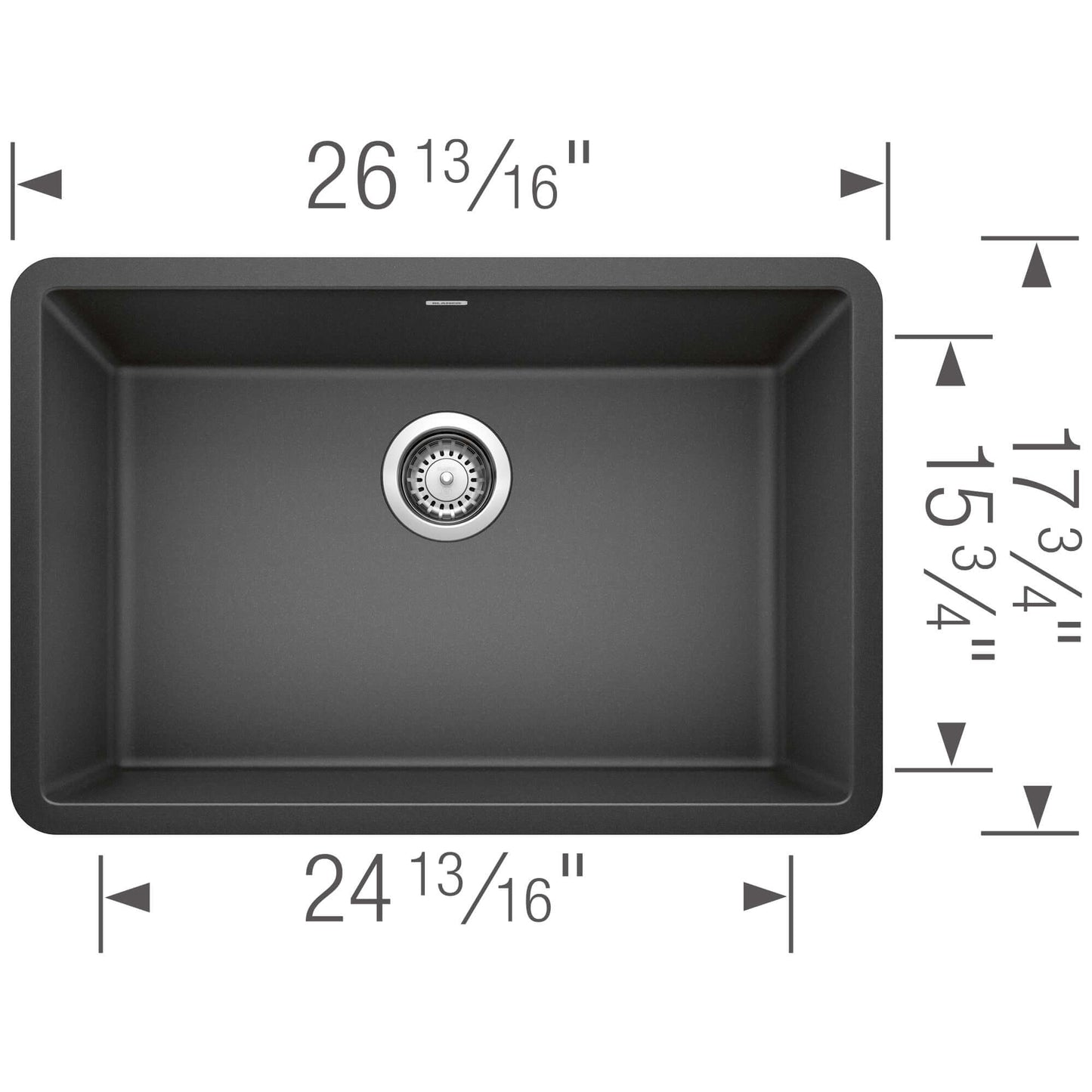 BLANCO PRECIS 27" SILGRANIT Single Bowl Undermount Sink dimensions and design for modern kitchens.