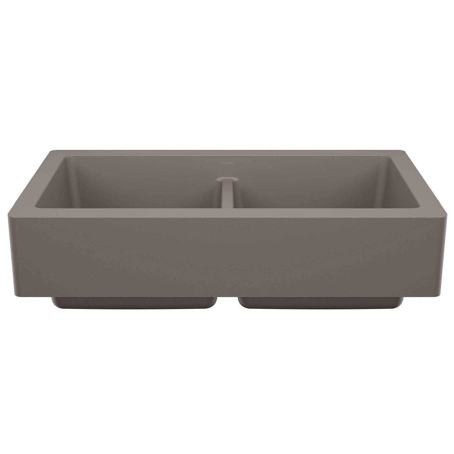 BLANCO VINTERA 33" SILGRANIT Double Bowl Farmhouse Sink in Volcano Gray with modern farmhouse design