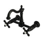 Kingston KS1263AX Heritage Two-Handle Wall Mount Bridge Kitchen Faucet, Antique Brass in matte black finish.