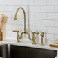 Kingston KS7793BALBS Heirloom Bridge Kitchen Faucet with Brass Sprayer, Antique Brass view