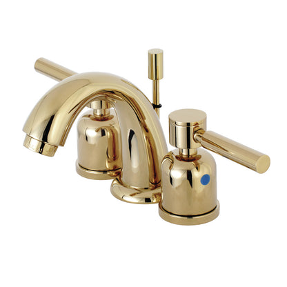Kingston Brass KB8918DL Concord Widespread Bathroom Faucet right side view with low-profile design and dual lever handles.
