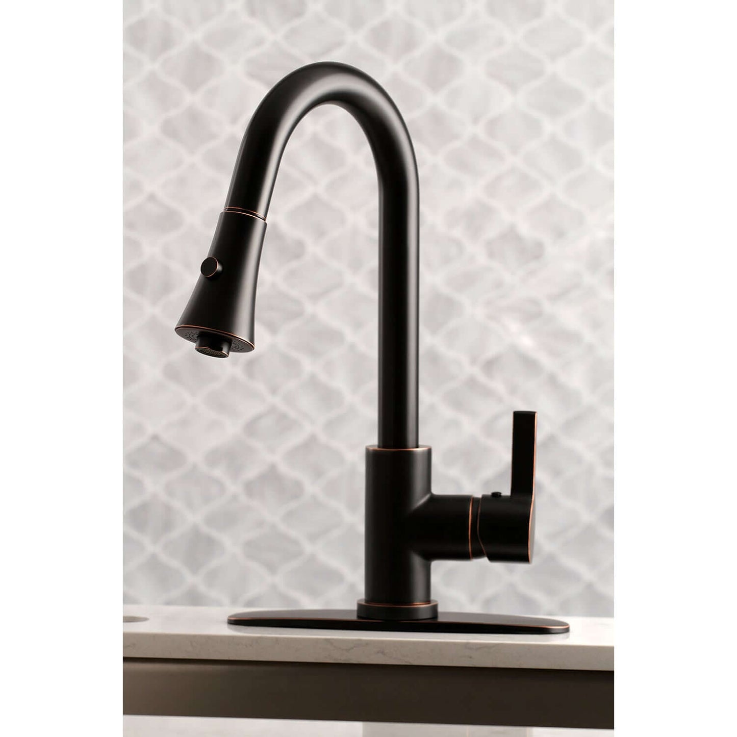 Kingston Brass LS8723CTL Continental Pull-Down Kitchen Faucet right side view on a countertop with modern design.