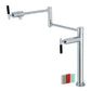 Kingston Brass KS4703CKL Kaiser Deck Mount Pot Filler Faucet, Antique Brass with ergonomic design and black handles.