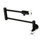Kingston Brass KS4107PX Metropolitan Wall Mount Pot Filler Faucet, Brushed Brass in matte black finish with vintage handles