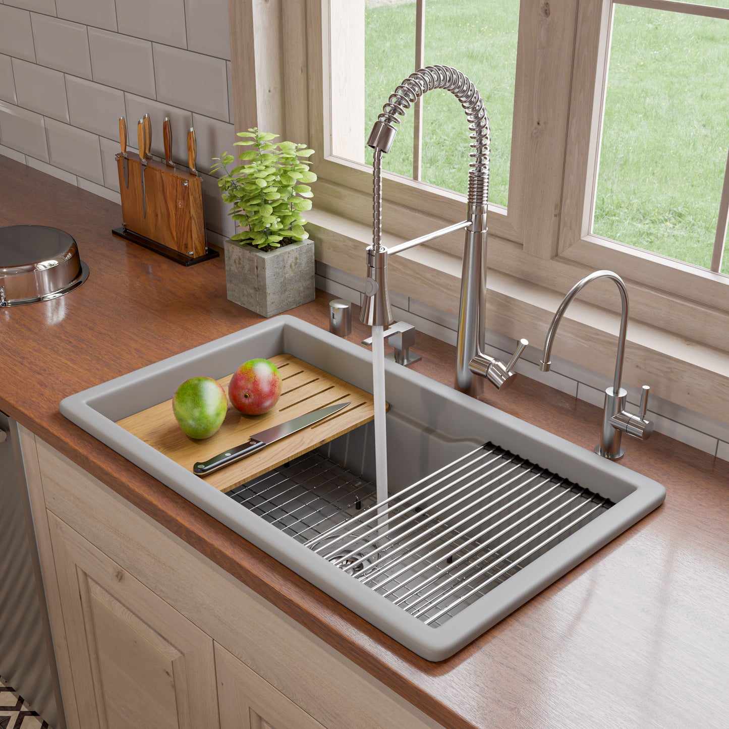 Alfi 32" Dual Mount Fireclay Workstation Kitchen Sink - ABFS3219SUD