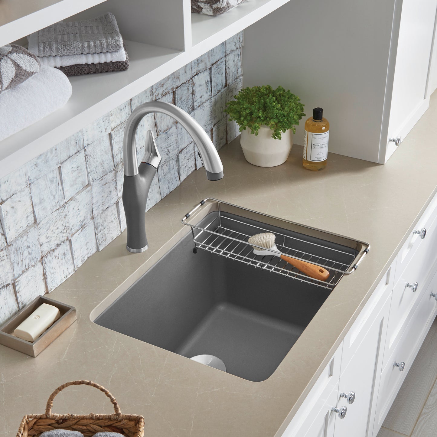BLANCO Liven SILGRANIT 25" Single Bowl Dual Mount Laundry Sink