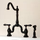 Kingston KS7753BALBS Heirloom Bridge Kitchen Faucet with Brass Sprayer, Antique Brass