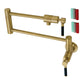 Kingston Brass KS4103DKL Kaiser Wall Mount Pot Filler Faucet, Antique Brass with ergonomic handles and stylish design.