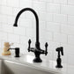 Kingston Brass KS1763ALBS Vintage Two-Handle Single-Hole Kitchen Faucet with Brass Sprayer, Antique Brass