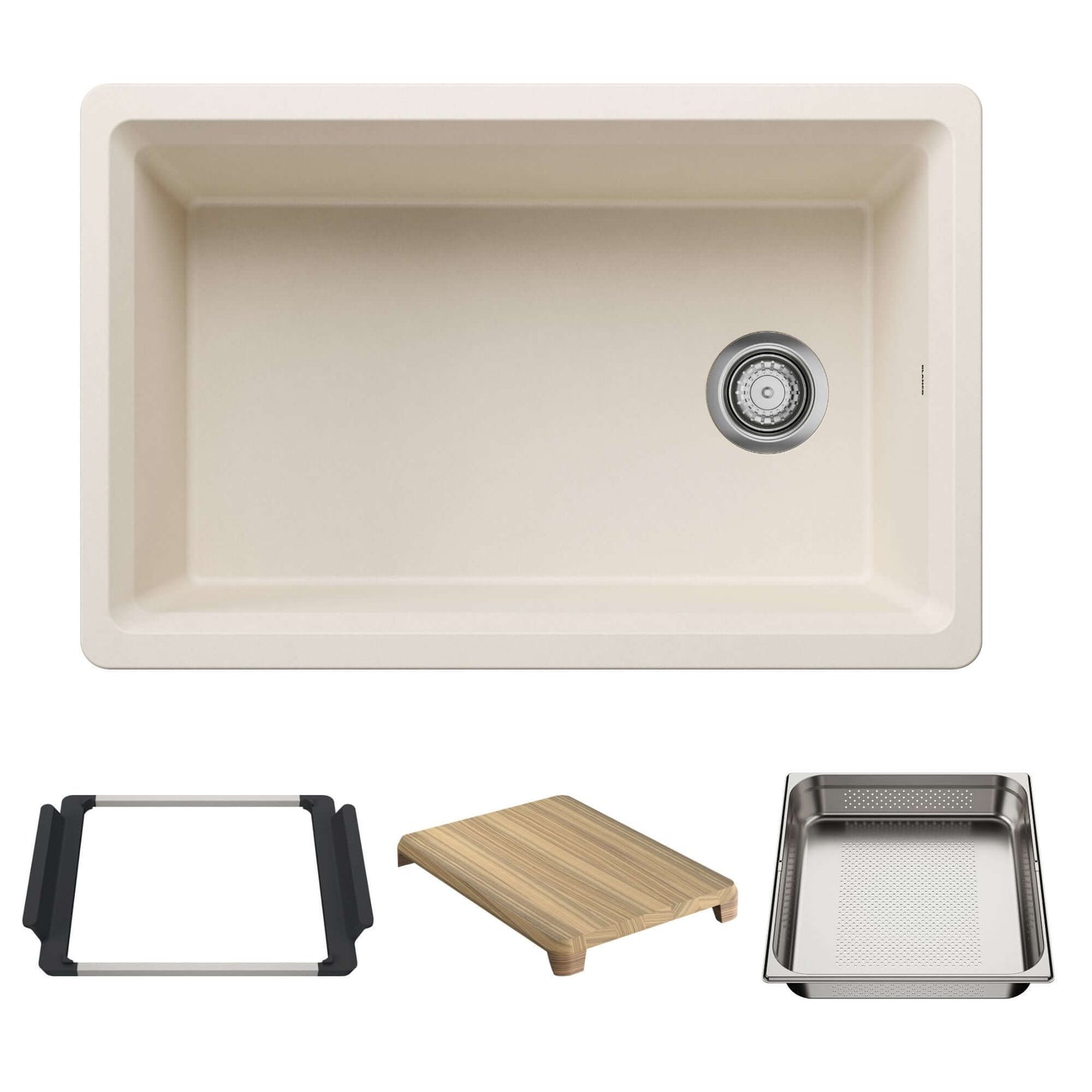 BLANCO Inteos SILGRANIT 30" Single Bowl Reversible Undermount Workstation Kitchen Sink with accessories.