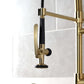 Kingston Brass LS8503DL Concord Single-Handle Deck-Mount Pre-Rinse Kitchen Faucet with Pot Filler, Brushed Brass sprayhead