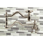 Kingston Brass KS2107AX Heritage Wall Mount Pot Filler Faucet, Brushed Brass pot filler with swing arm design.