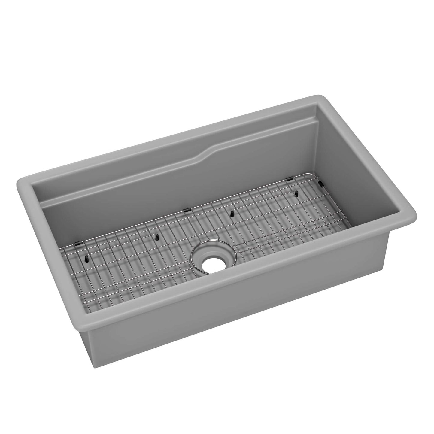 Alfi 32" Dual Mount Fireclay Workstation Kitchen Sink - ABFS3219SUD with stainless steel grid.