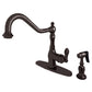 Gourmetier GSY7703ACLBS American Classic Single-Handle Kitchen Faucet with Brass Side Sprayer, Antique Brass