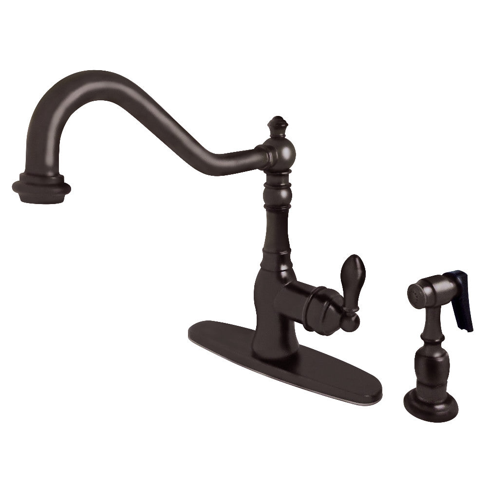 Gourmetier GSY7703ACLBS American Classic Single-Handle Kitchen Faucet with Brass Side Sprayer, Antique Brass