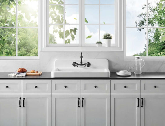 KINGSTON Brass Gourmetier 33" Cast Iron Kitchen Sink - White