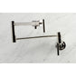 Kingston Brass KS4103CML Manhattan Wall Mount Pot Filler Faucet, Antique Brass, with foldable swing arms for easy pot filling.
