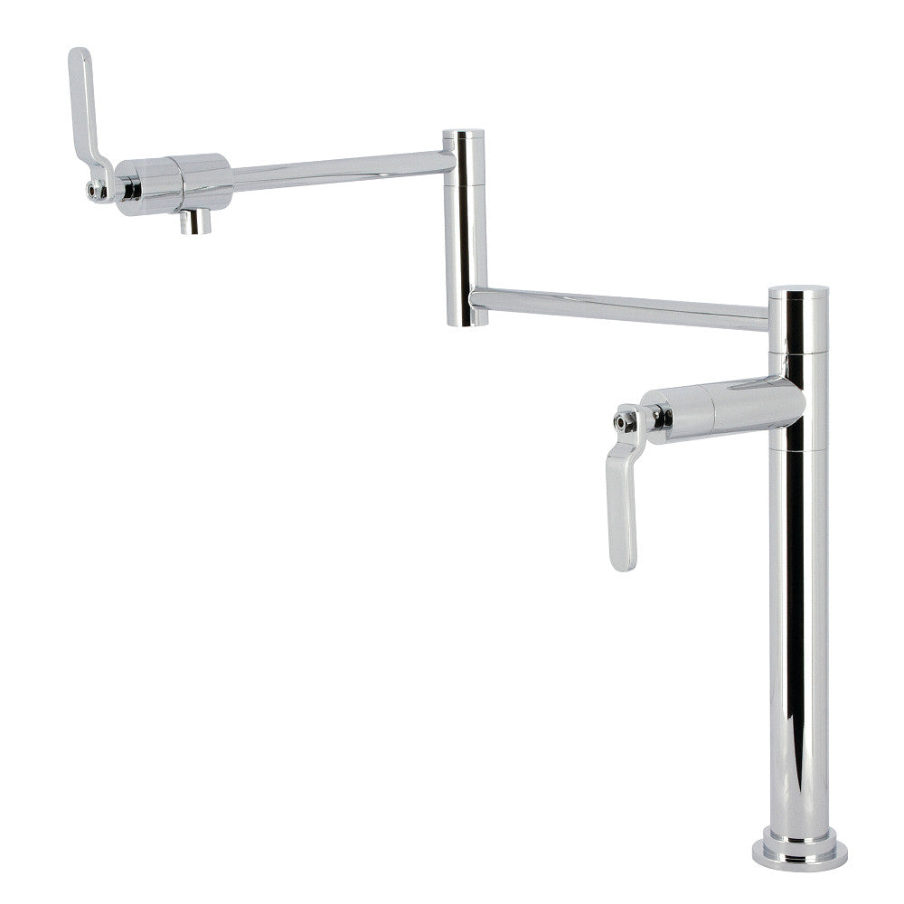 Kingston Brass KS4703KL Whitaker Deck Mount Pot Filler Faucet, Antique Brass with foldable swing arms
