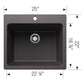 BLANCO Liven SILGRANIT 25" Single Bowl Dual Mount Laundry Sink