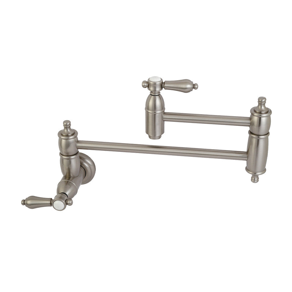 Kingston Brass KS3103BAL Heirloom Wall Mount Pot Filler Faucet, Antique Brass with brushed nickel finish
