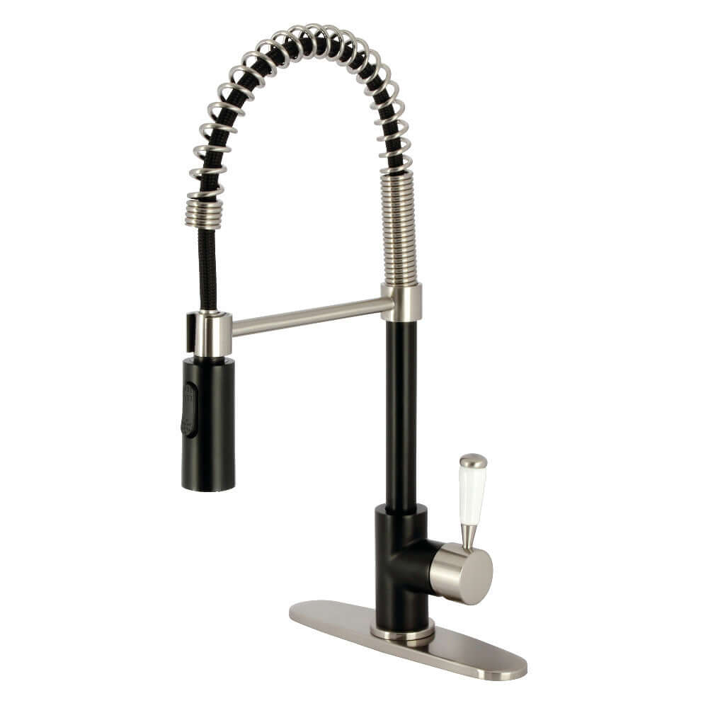 Gourametier LS8778DPL Paris Single-Handle Deck-Mount Pre-Rinse Kitchen Faucet, Brushed Nickel right side view
