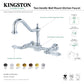 Kingston KS1243WLL Wilshire Two-Handle Wall Mount Bridge Kitchen Faucet, Antique Brass with crystal lever handles.