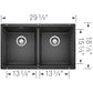 BLANCO Precis SILGRANIT 29" 50/50 Double Bowl Undermount Kitchen Sink