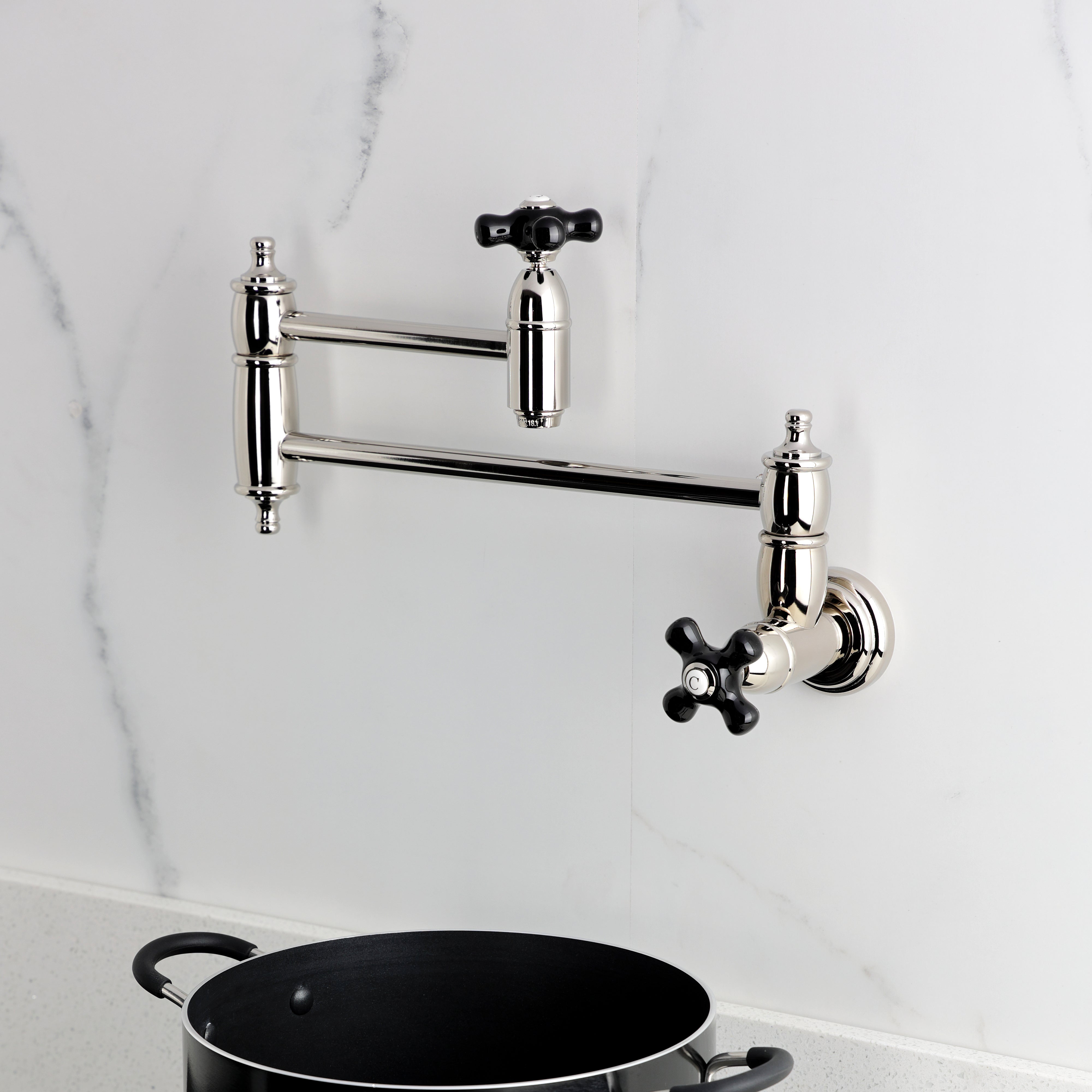 Kingston Brass KS3103PKX Duchess Wall Mount Pot Filler Faucet, Antique Brass